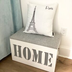 NWT BED LAM WHITE W/ BLACK EIFFEL TOWER EMBROIDERY COTTON ACCENT PILLOW
